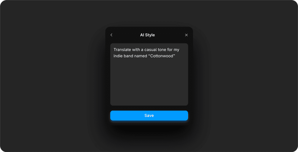 Framer UI featuring the AI Style module, designed for customizing the voice and tone of multilingual websites